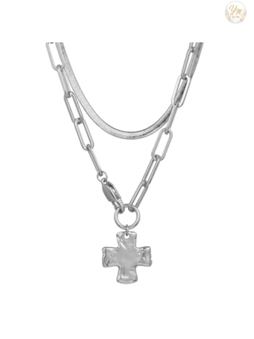 Chunky Cross Chain Necklace Set Women PVD Coated Waterproof Tarnish-Free